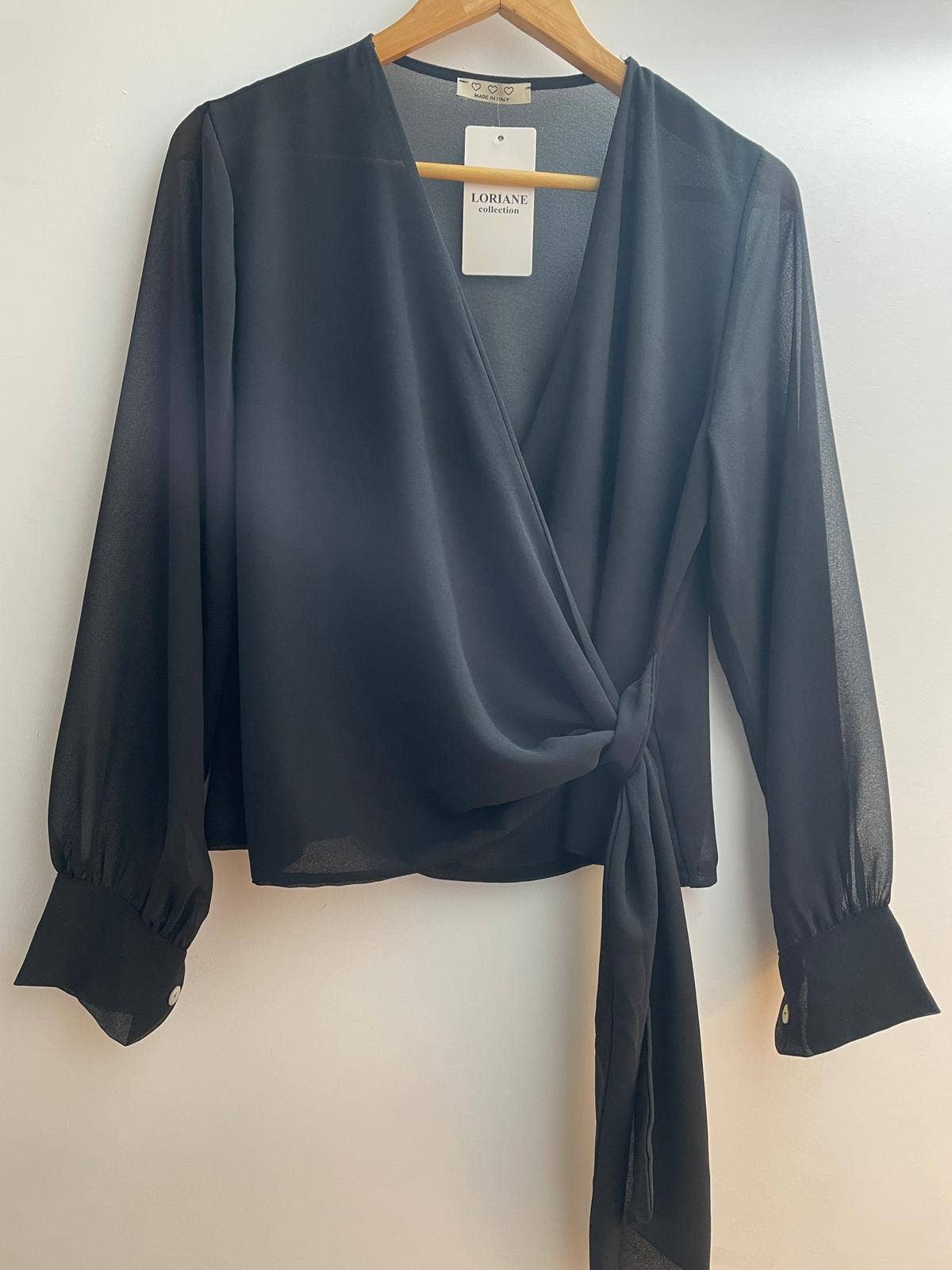 Elegant Black Wrap Blouse
